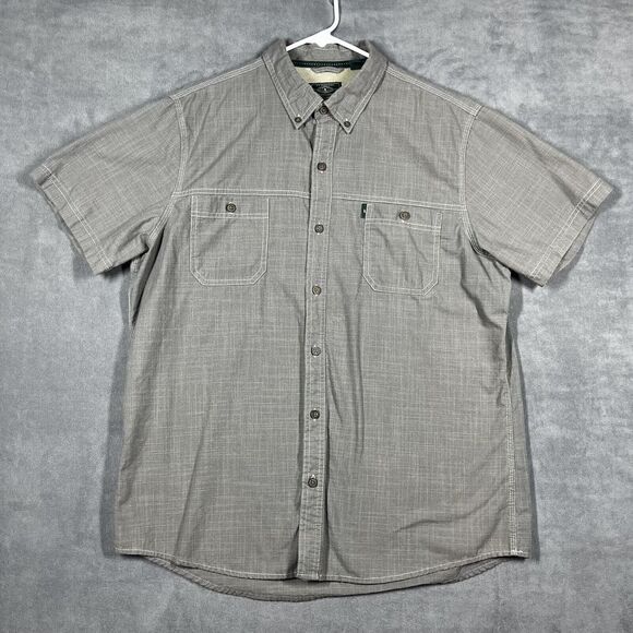 G.H. Bass & Co. Shirt Men's XL Gray Chambray Pockets Short Sleeve Button-Down - Picture 1 of 6